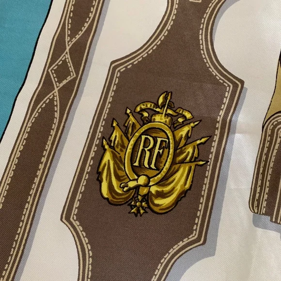 Vintage Hermes Blue Harnais Des Presidents Silk Scarf - Picture 4 of 10